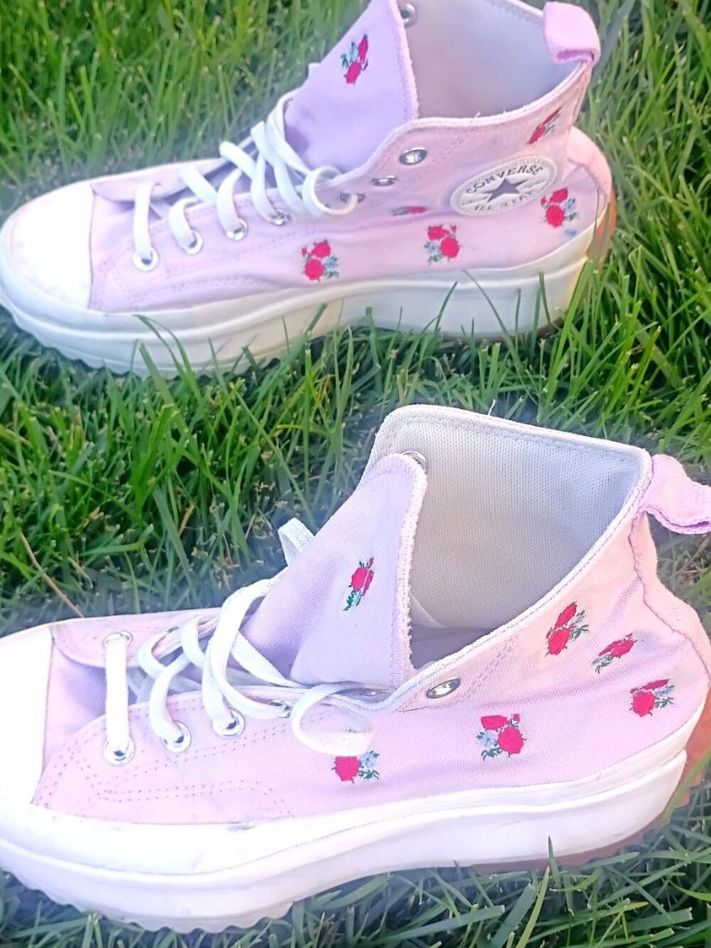 Converse Chuck Taylor Pink Floral Platform High-Tops Sz 9.5